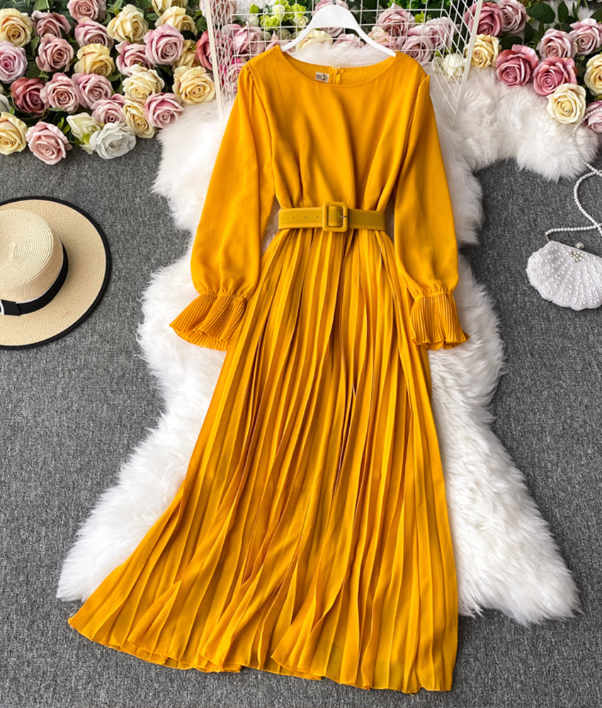 A line chiffon long sleeve dress  908