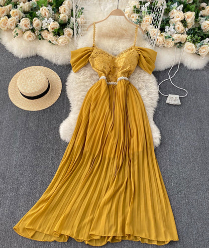 Stylish lace off shoulder dress  918