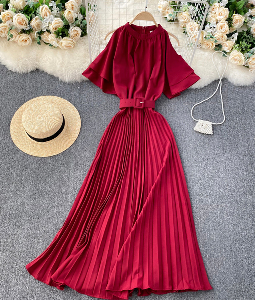 Cute A line round neck dress off shoulder dress  893