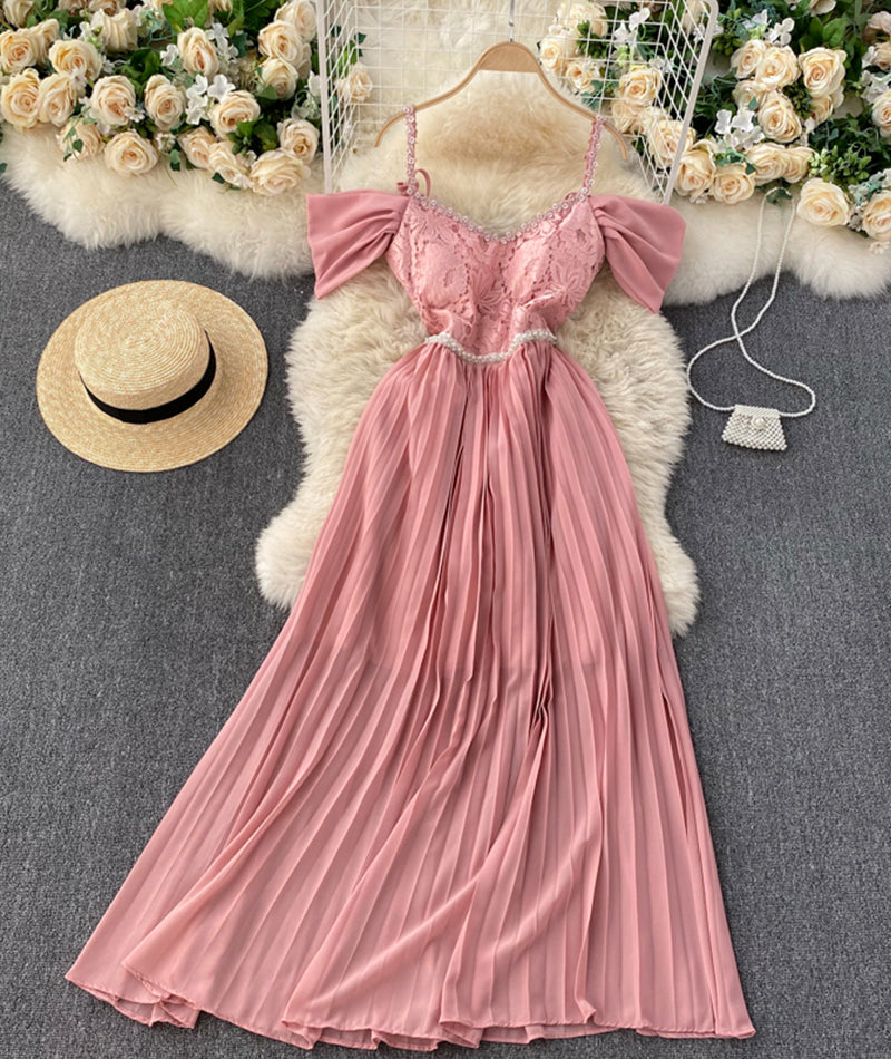Stylish lace off shoulder dress  918
