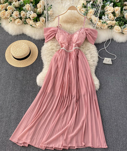 Stylish lace off shoulder dress  918