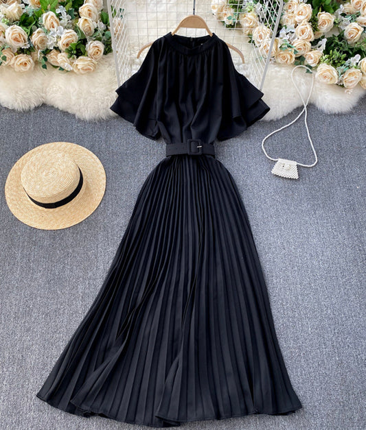 Cute A line round neck dress off shoulder dress  893