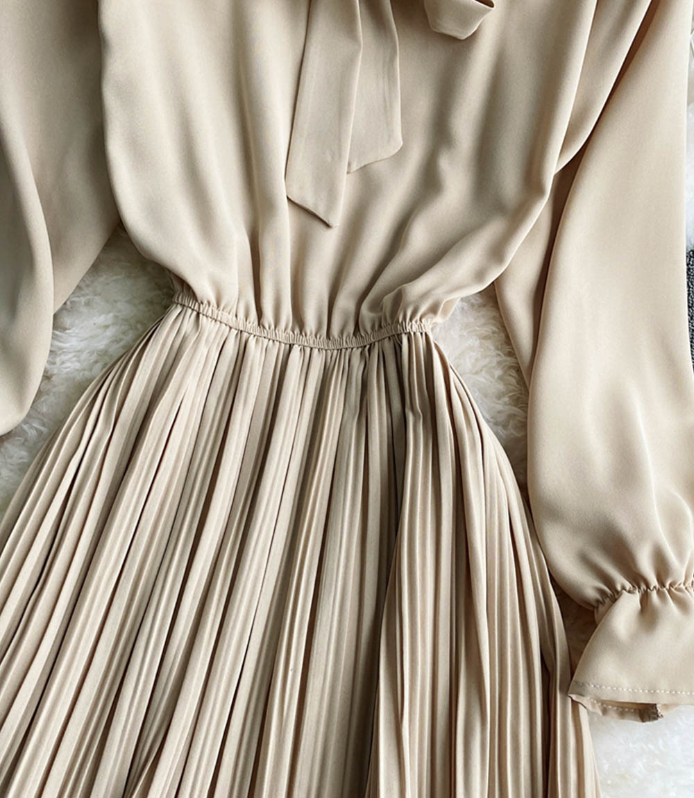 A line chiffon dress long sleeve dress  846