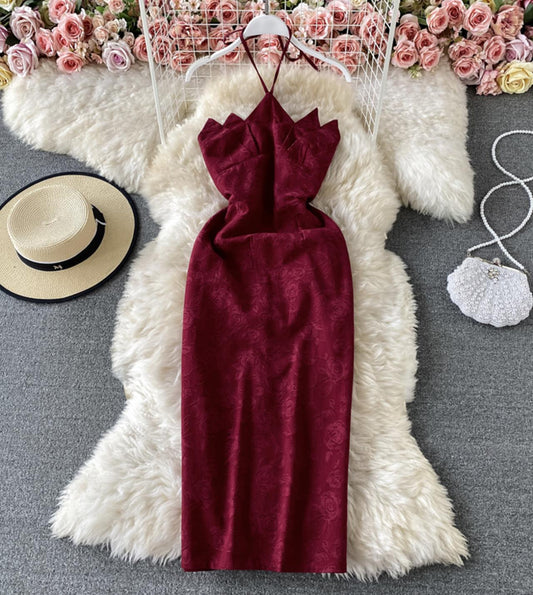 Burgundy off shoulder dress  781