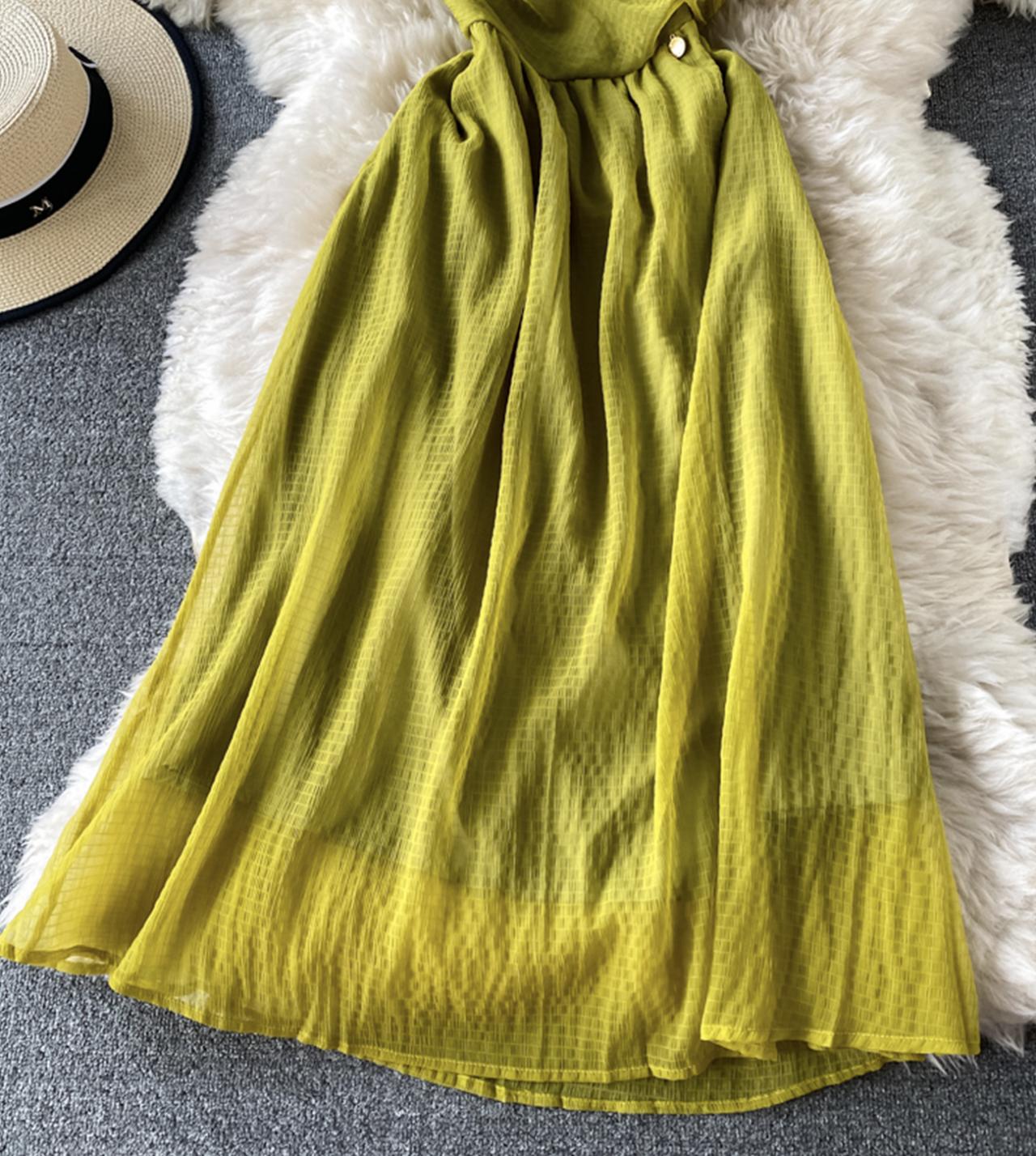 Green tulle short dress fashion dress  775