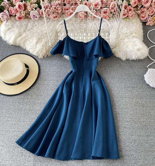 Cute off shoulder short dress A line fashion dress  744