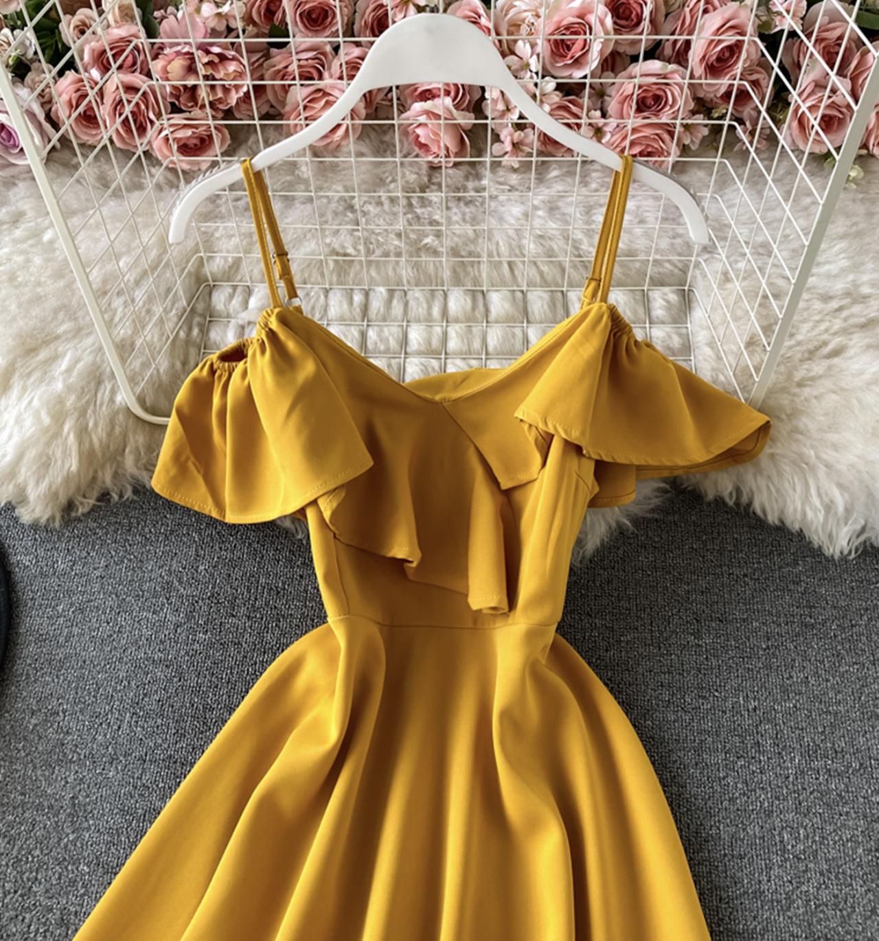 Cute off shoulder short dress A line fashion dress  744