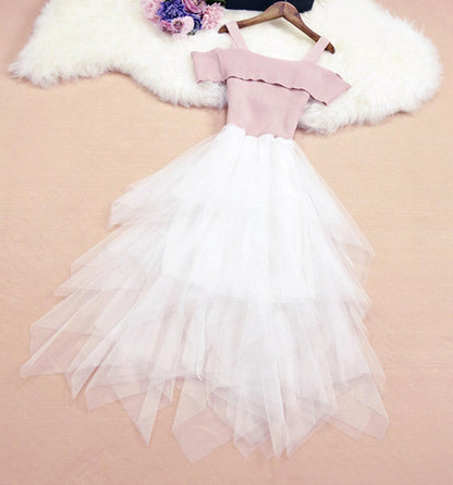 Cute tulle off shoulder dress fashion dress  725