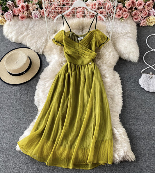 Green tulle short dress fashion dress  775