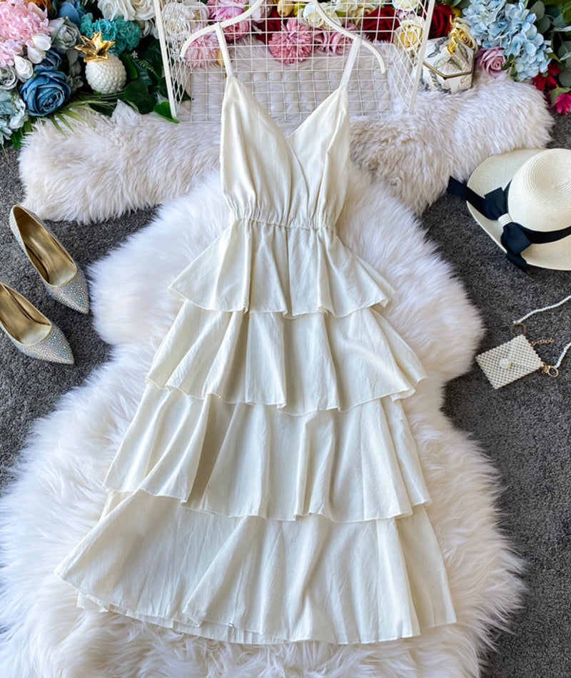 A line v neck backless dress women's dress  1058