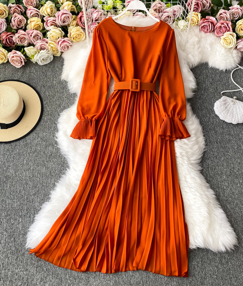 A line chiffon long sleeve dress  908