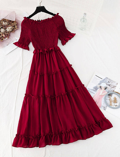 A line short sleeve dress summer dress  1139