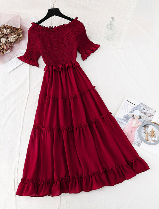 A line short sleeve dress summer dress  1139