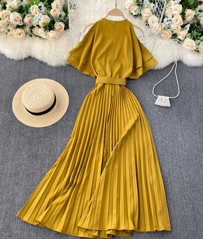 Cute A line round neck dress off shoulder dress  893