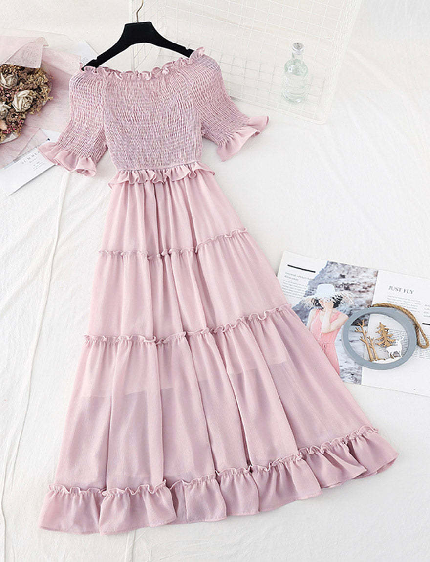 A line short sleeve dress summer dress  1139