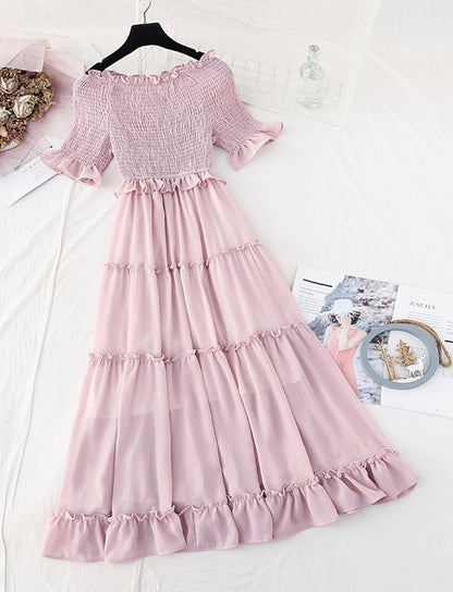 A line short sleeve dress summer dress  1139
