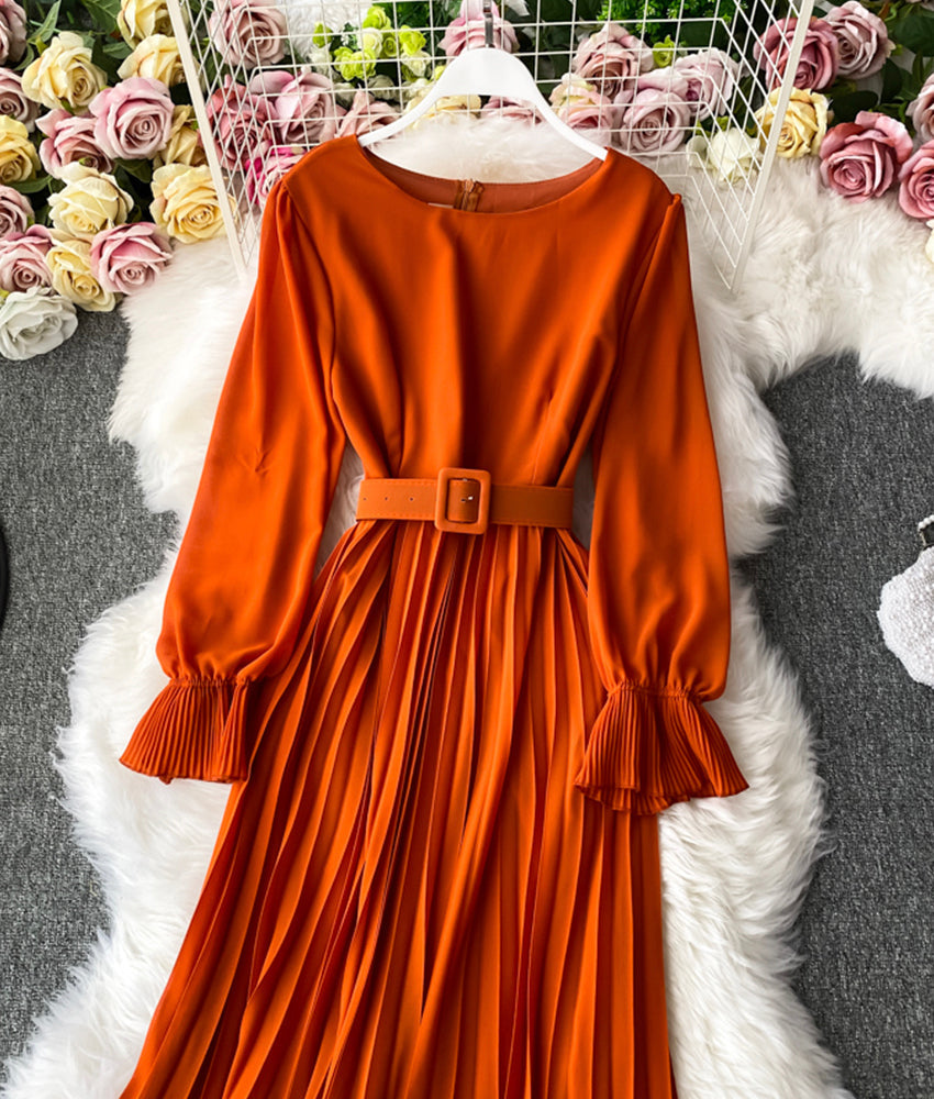 A line chiffon long sleeve dress  908