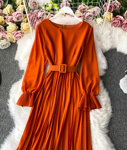 A line chiffon long sleeve dress  908