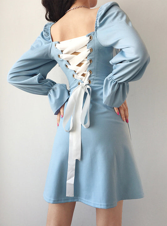 A line long sleeve little dress black dress  1183