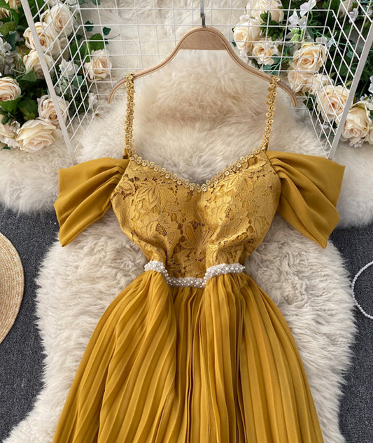 Stylish lace off shoulder dress  918