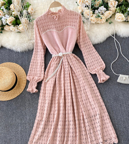 A line lace long sleeve dress fashion dress  946
