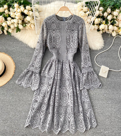 A line lace long sleeve dress fashion dress  972