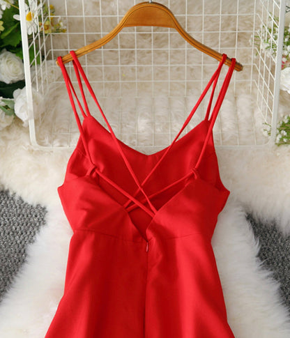 A line v neck backless dress women's dress  1226