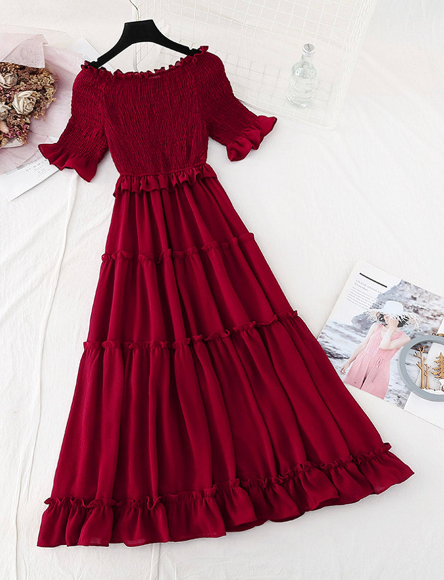 A line short sleeve dress summer dress  1139
