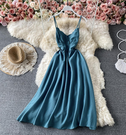 A line v neck short dress fashion dress  728