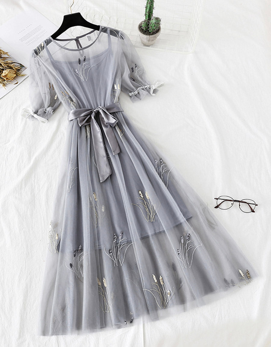 A line tulle dress with sequins fashion girl summer dress  1150