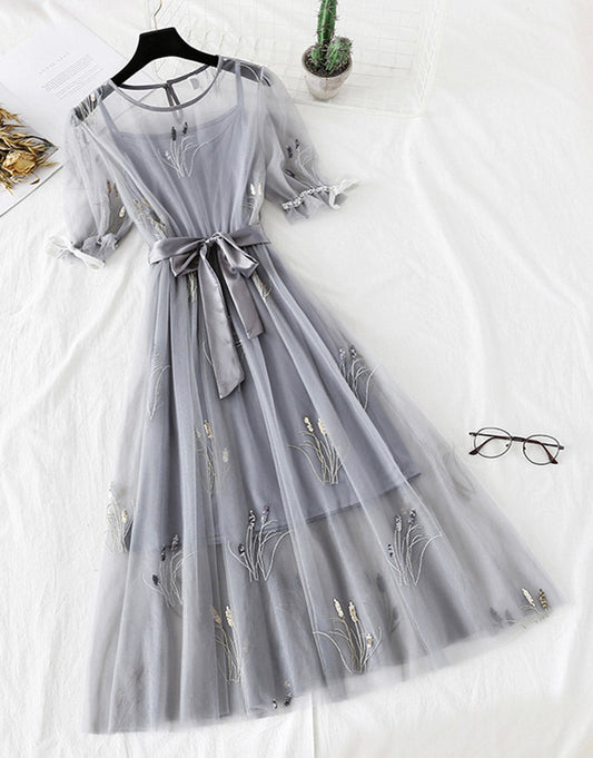 A line tulle dress with sequins fashion girl summer dress  1150
