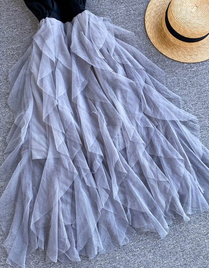 A line v neck tulle dress fashion dress  1122