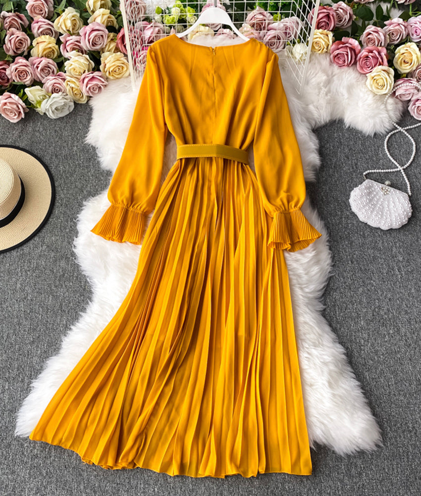 A line chiffon long sleeve dress  908