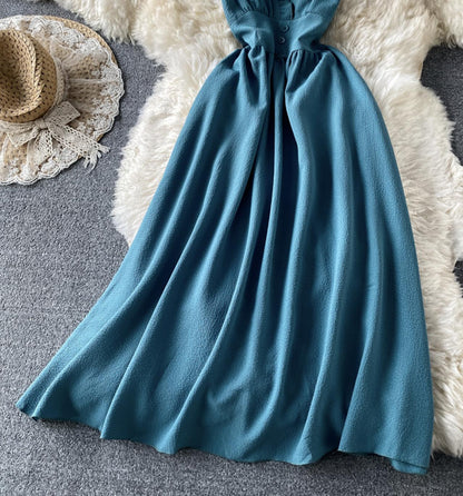 A line v neck short dress fashion dress  728