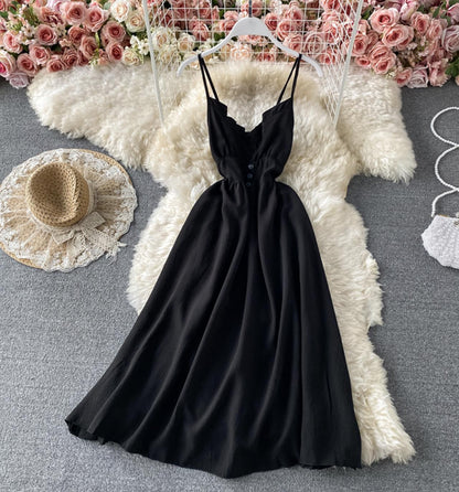 A line v neck short dress fashion dress  728