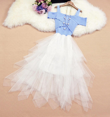 Cute tulle off shoulder dress fashion dress  725