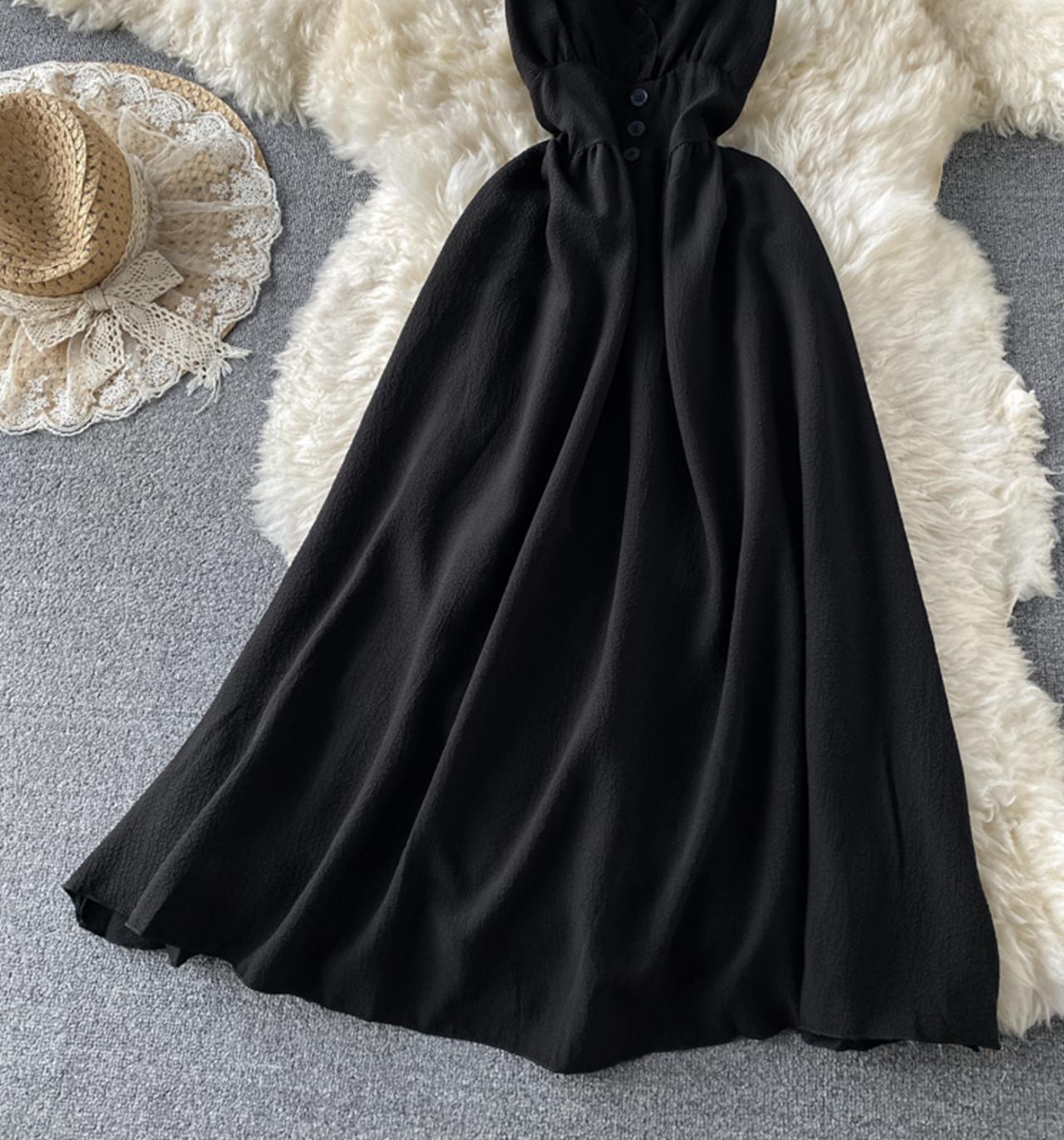 A line v neck short dress fashion dress  728