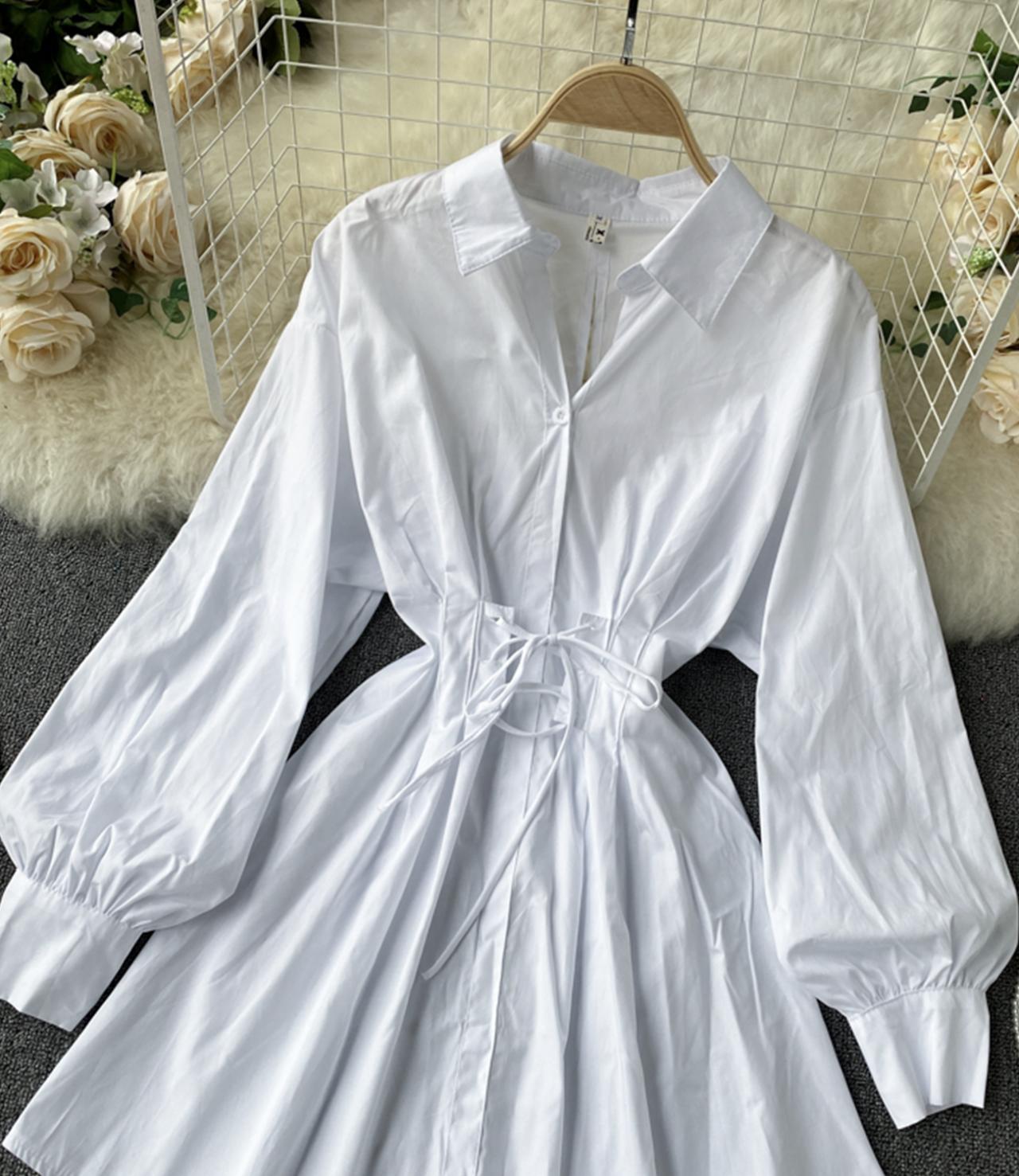 A line lace-up halter shirt dress fashion dress  730