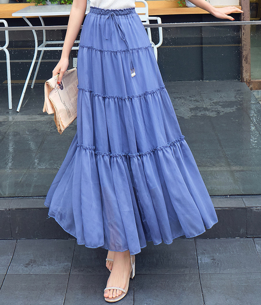 A line soft chiffon skirt women's skirt  3507