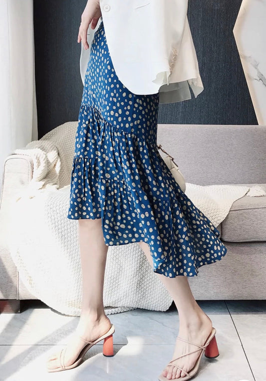 Romantic printed, high waist, irregular polka-dot mermaid skirt  3639