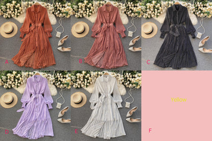 Fashionable A Line Polka Dot Long Sleeve Dress Fashion Dress  10924