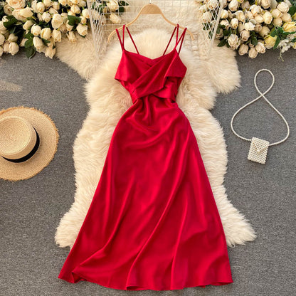 Cute Satin Short A Line Dress Fashion Dress  10944