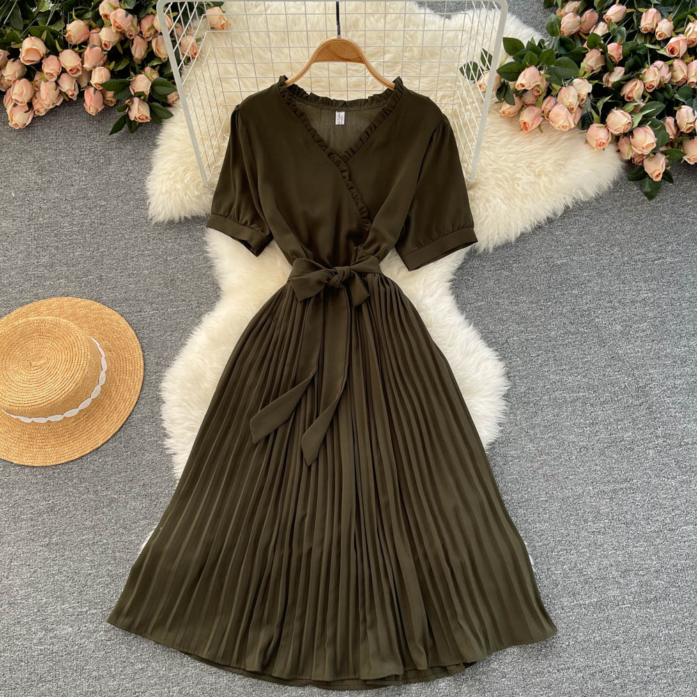 Cute V Neck Chiffon Short Dress Fashion Dress  10816