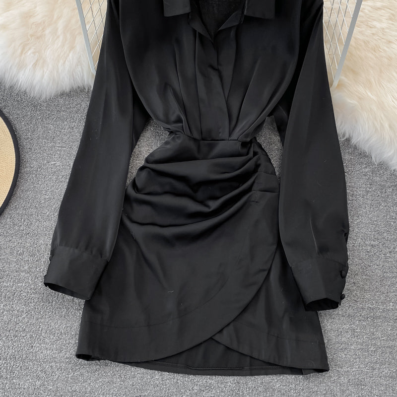 Fashionable Irregular Shirt Long Sleeve Dress  10828
