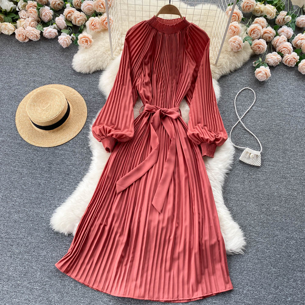 Simple Chiffon Long Sleeve Dress A Line Fashion Dress  10845