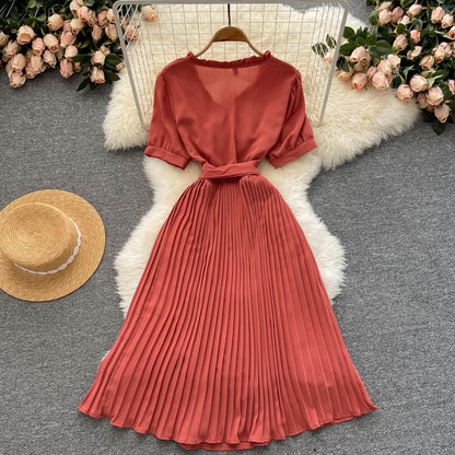 Cute V Neck Chiffon Short Dress Fashion Dress  10816