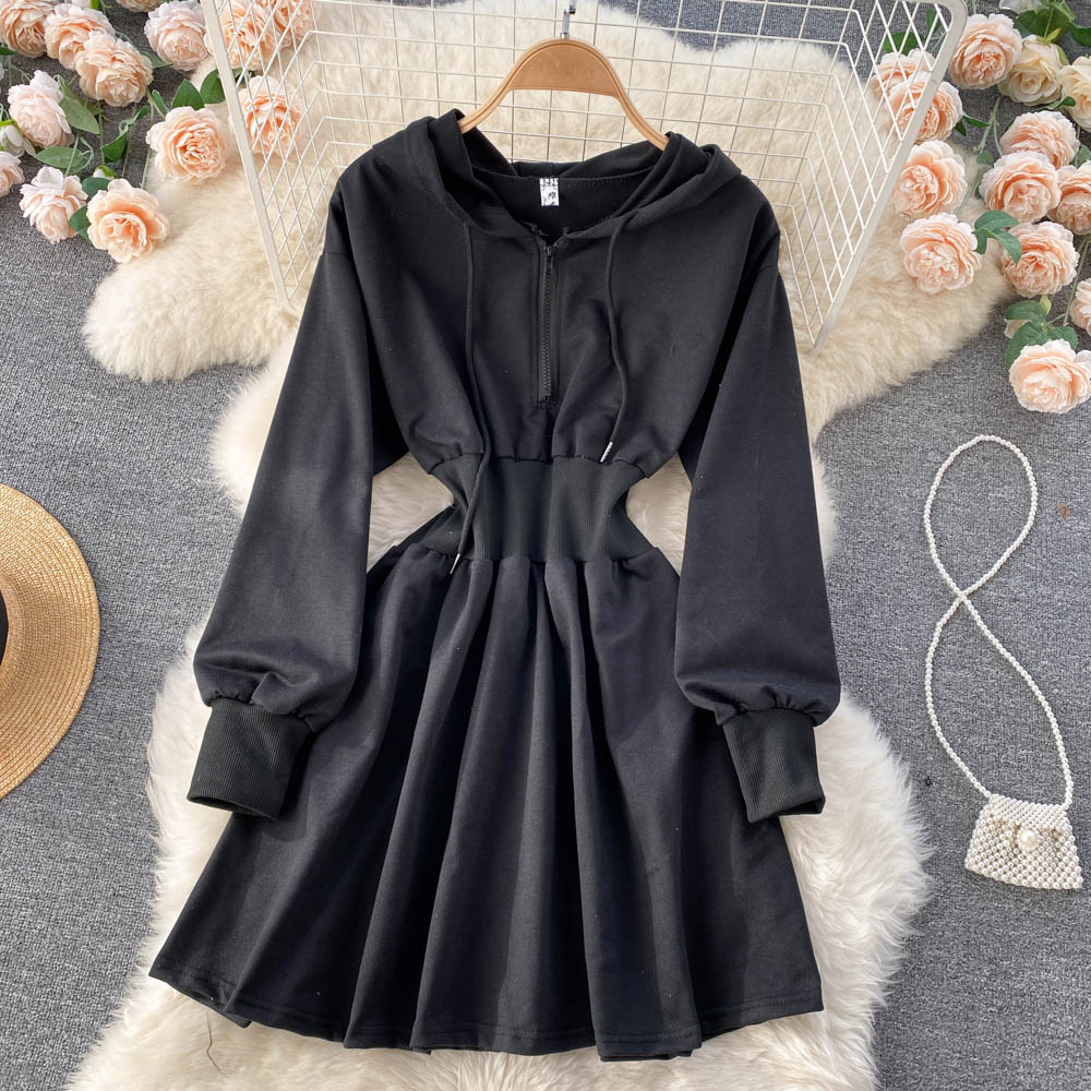 Casual Hooded A Line Dress  10787