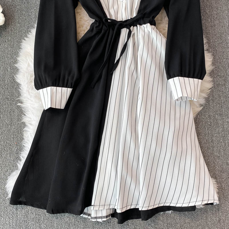 Simple A Line Striped Shirt Dress  10771