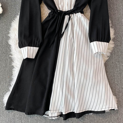 Simple A Line Striped Shirt Dress  10771