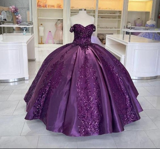 Vestido de fiesta morado oscuro para quinceañera, vestido de fiesta de graduación de 15 años